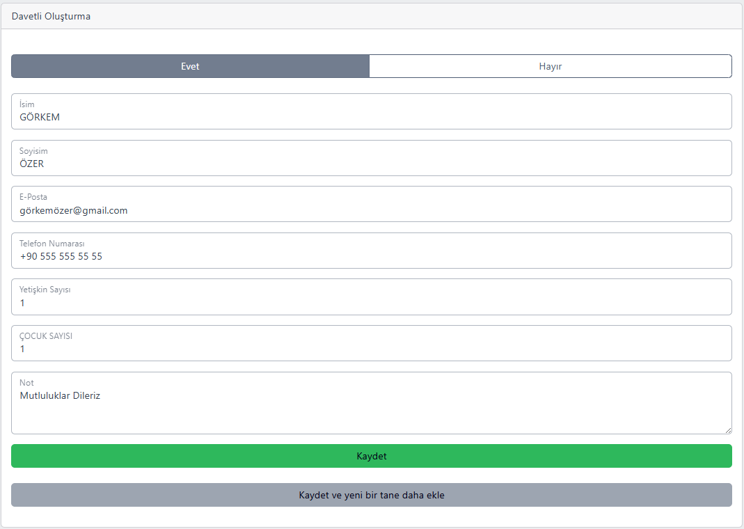 Davetli Listesi Yönetimi